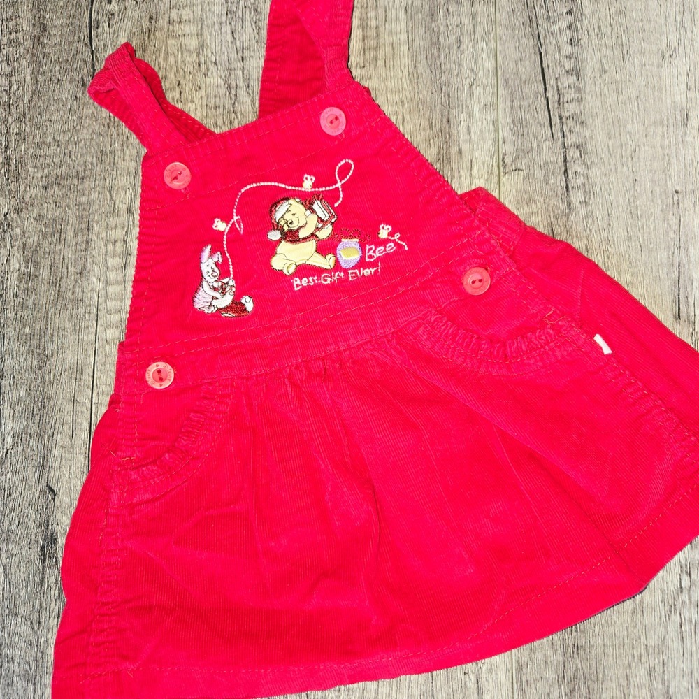 Disney Baby Winnie the Pooh Red Corduroy Holiday Overall Dress 3-6M Holiday 2010